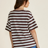 RELAX BOXY TEE - Brown Stripe