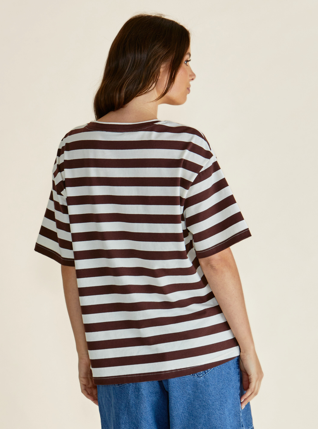 RELAX BOXY TEE - Brown Stripe
