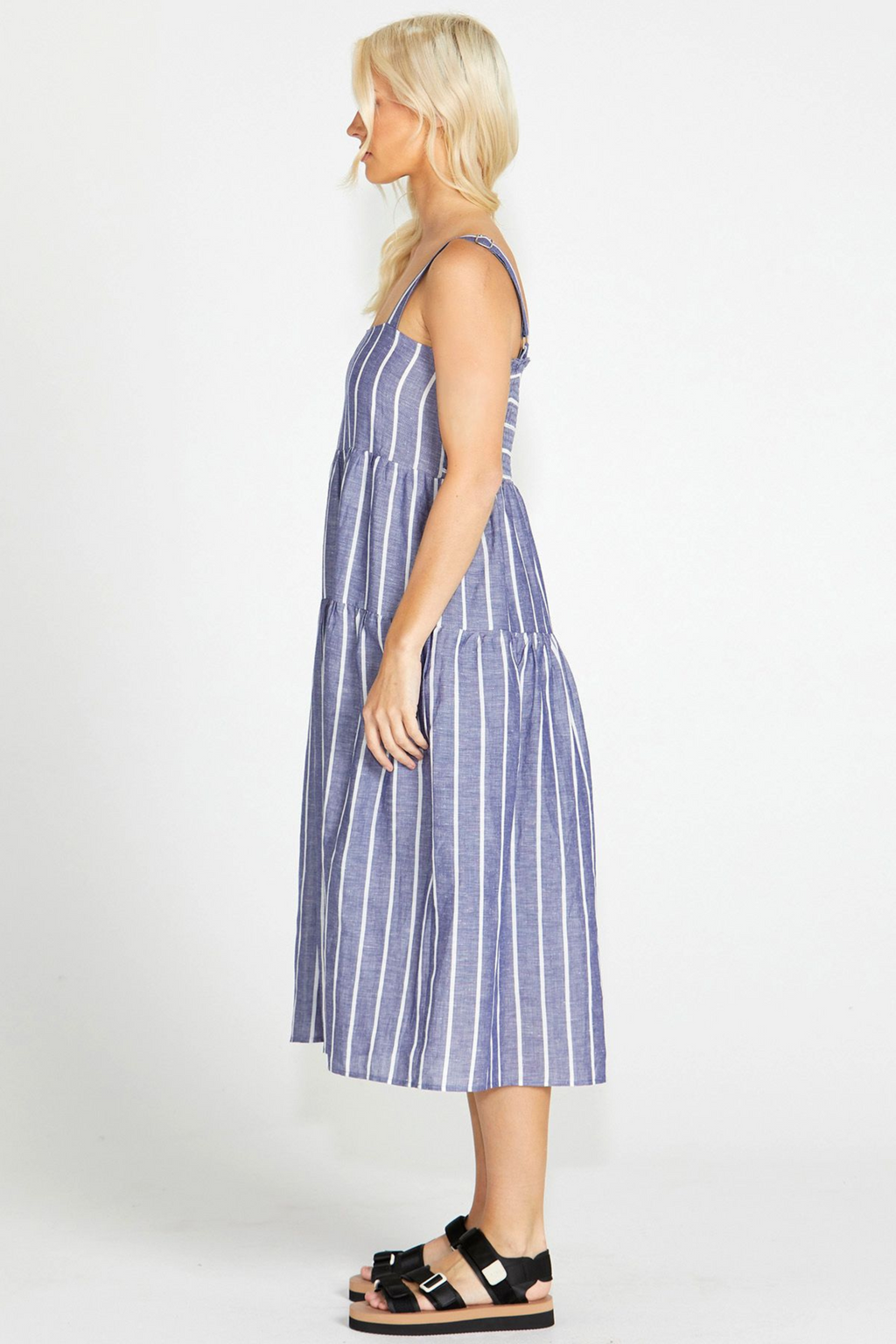 Navy and white striped clearance midi dress