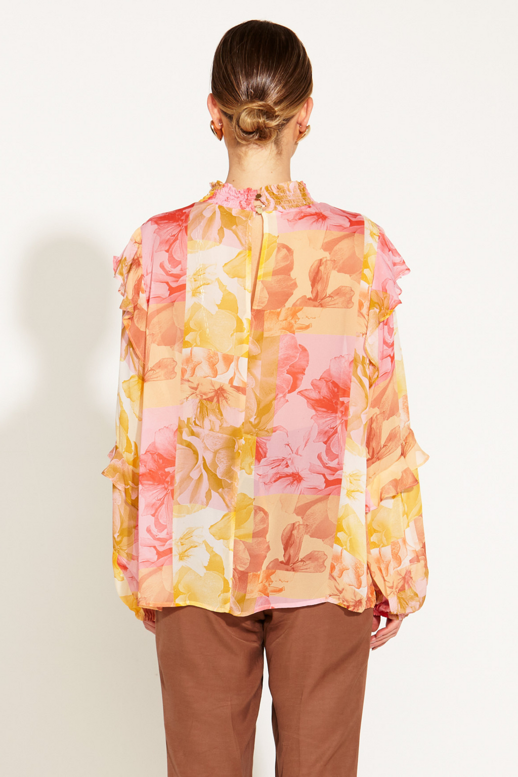 EARTHLY PARADISE LONG SLEEVE SHEER BLOUSE - Paradise Floral
