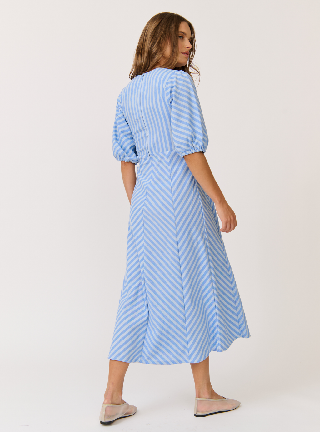 ROZA MIDI DRESS - Ocean Stripe