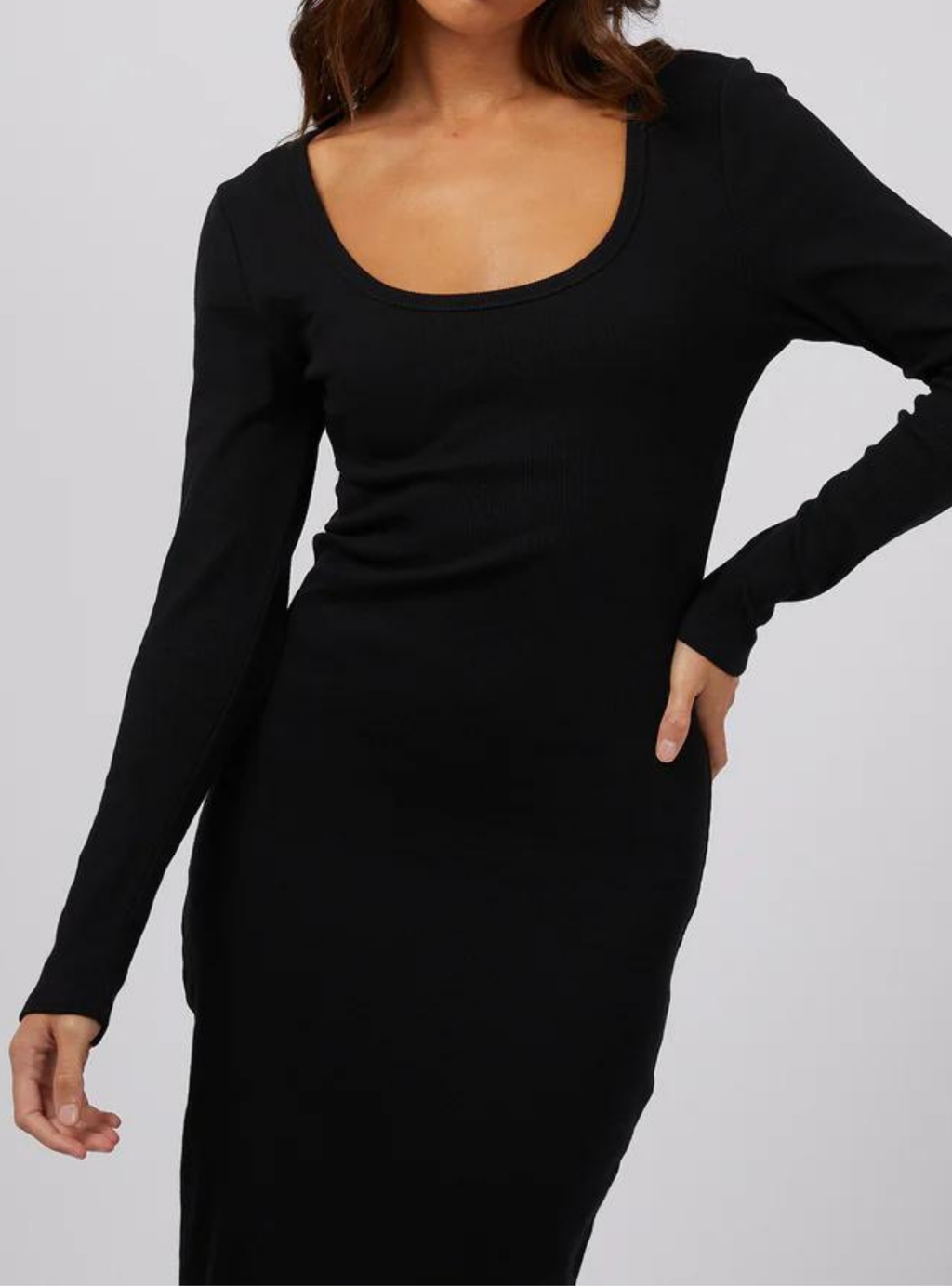 HAZEL L/S MAXI DRESS - Black