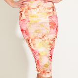EARTHLY PARADISE BODYCON MESH MIDI SKIRT - Paradise Floral