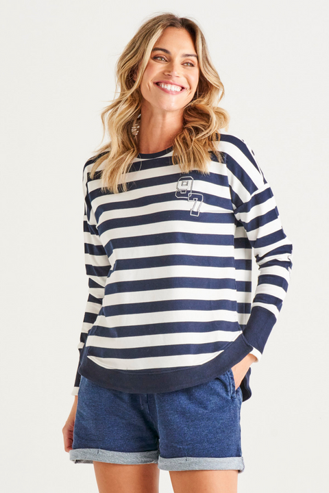 LUCY FRENCH TERRY SWEAT - Nautical Stripe
