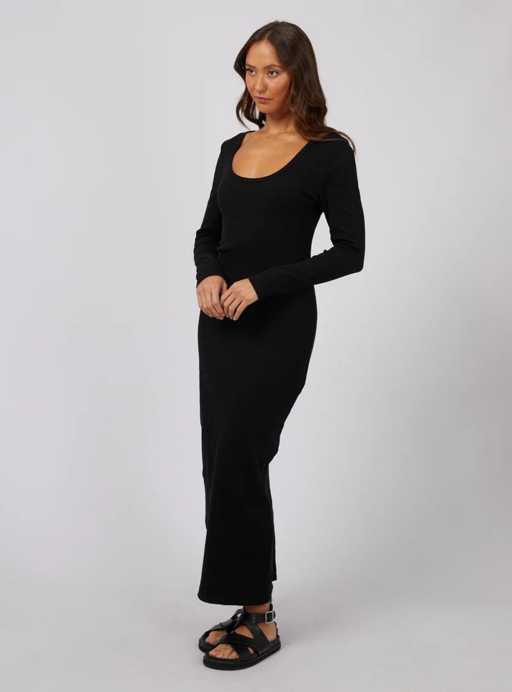 HAZEL L/S MAXI DRESS - Black