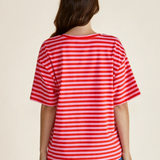 RELAX BOXY TEE - Pink/Red Stripe