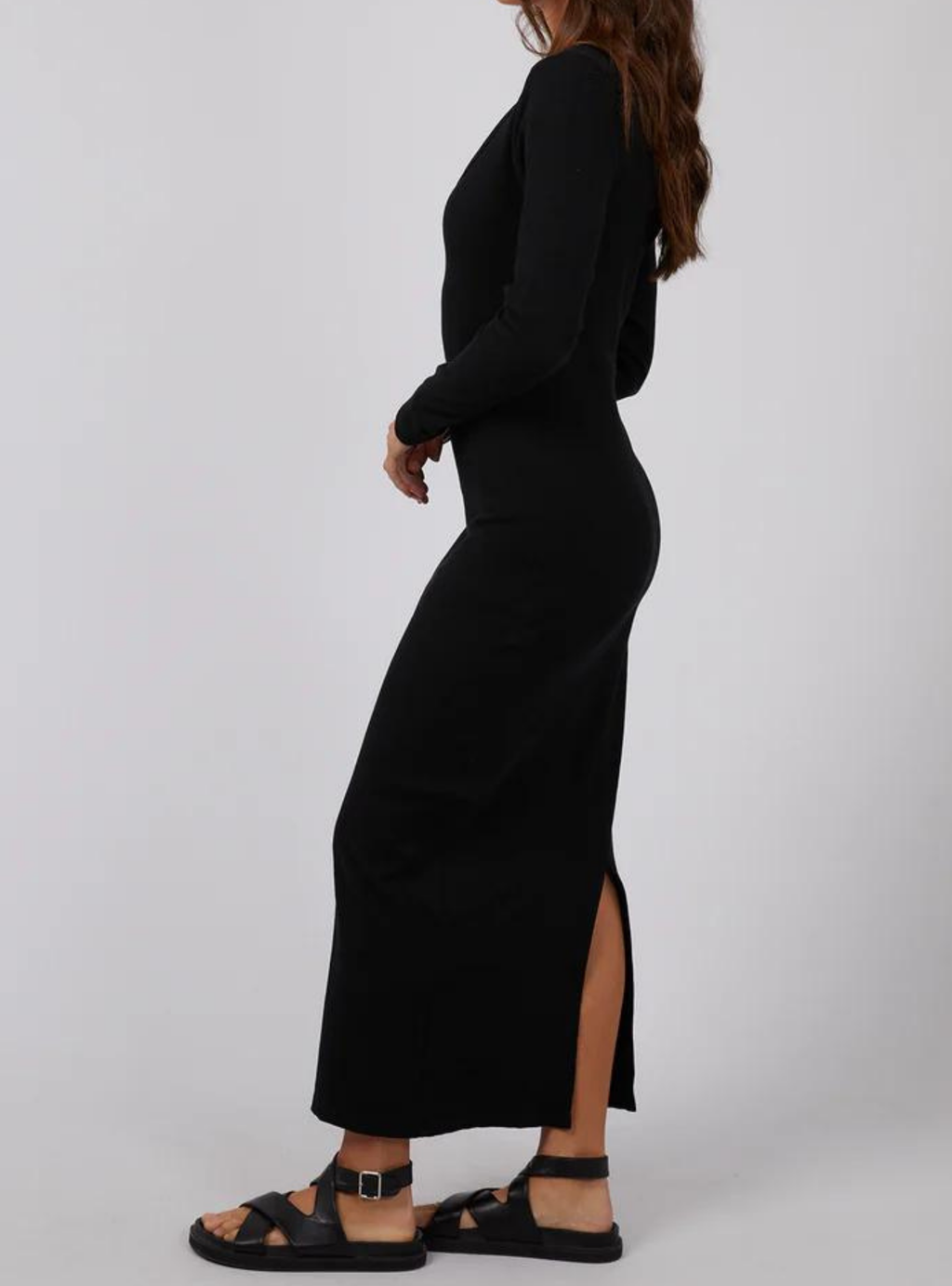 HAZEL L/S MAXI DRESS - Black