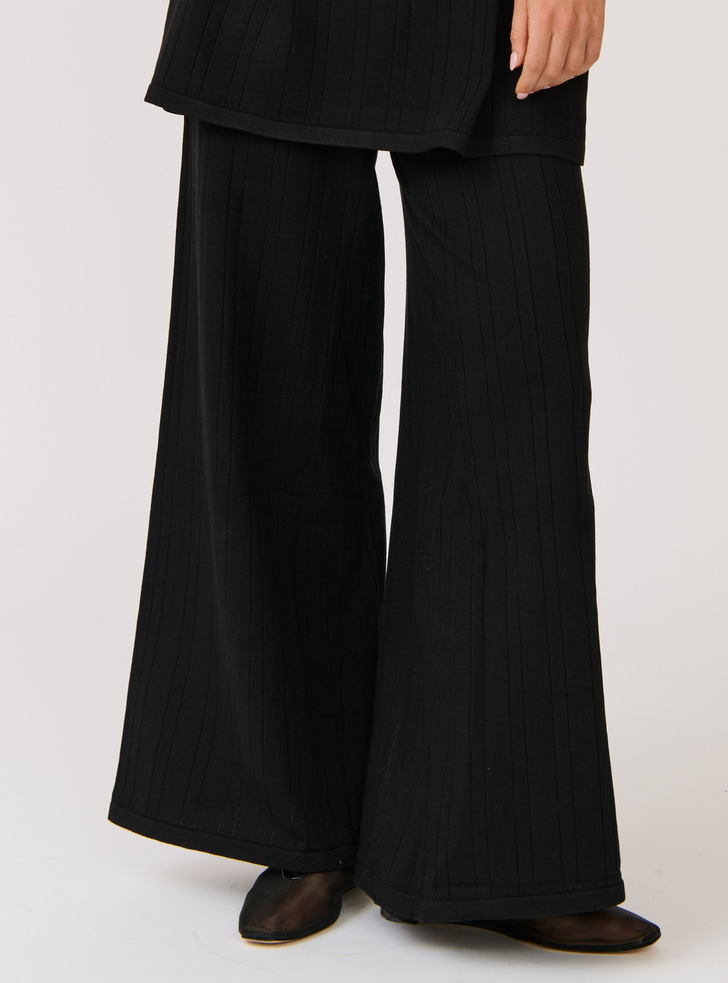 MOLLY RIB KNIT PANT - Black Rib Knit