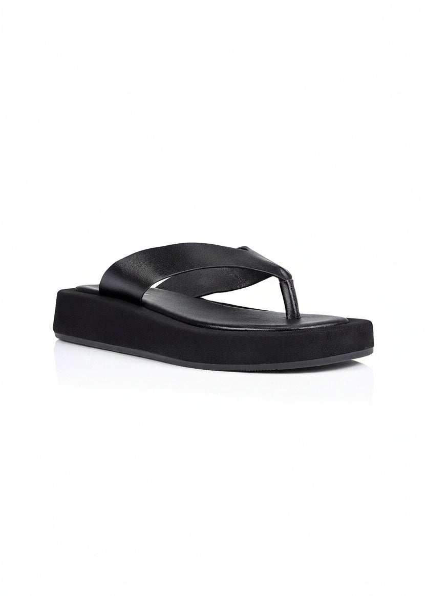 Bouncer II Flatform Thongs - Black Smooth