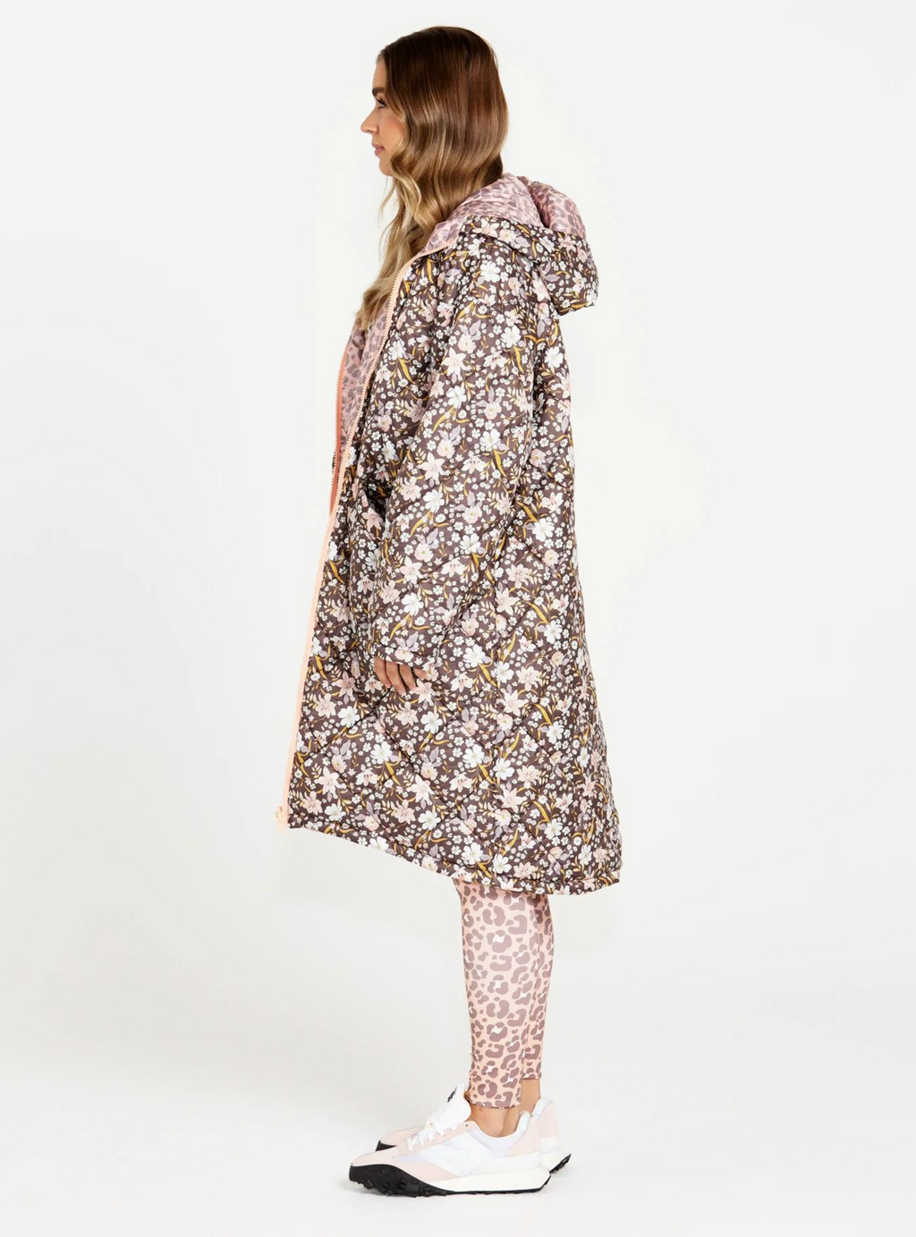 ALESSIA REVERSIBLE PUFFER JACKET - Choc Floral/Pink Cheetah