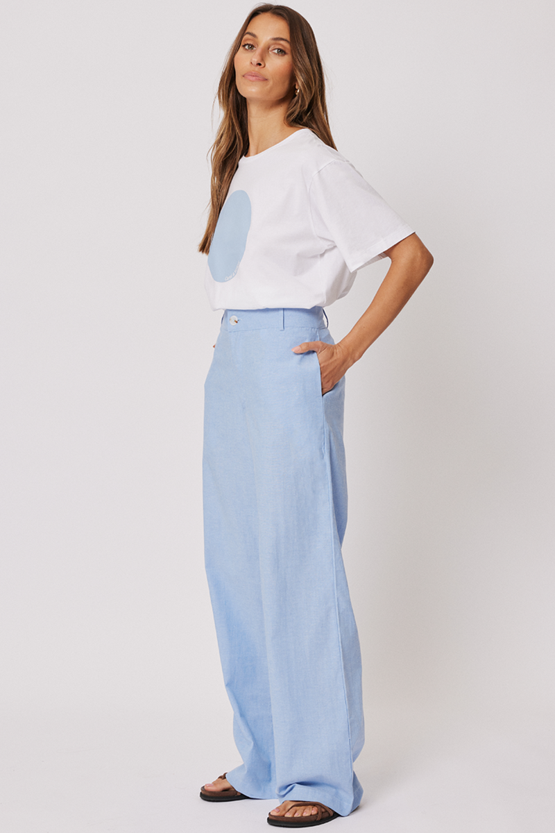 LUCIA TROUSER - Blue Chambray