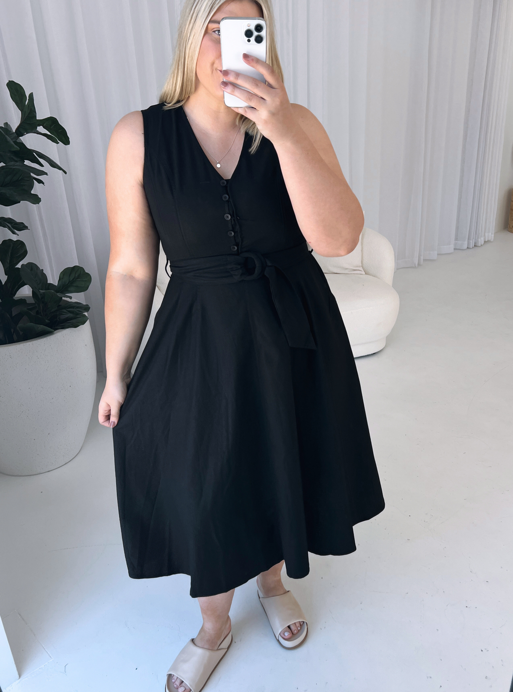 CAMILA MIDI DRESS - Black