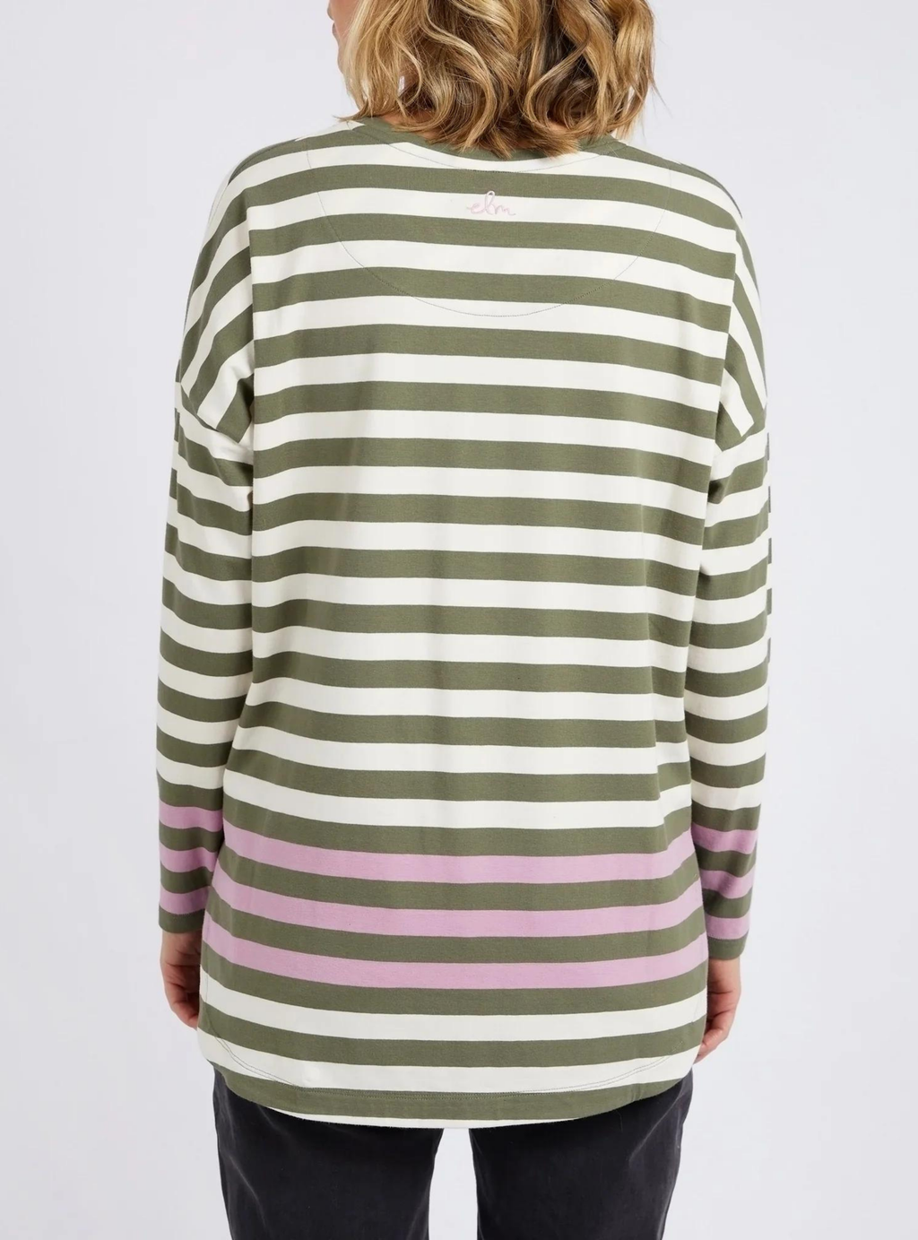 TURN BACK L/S TEE - Clover/Pearl Stripe