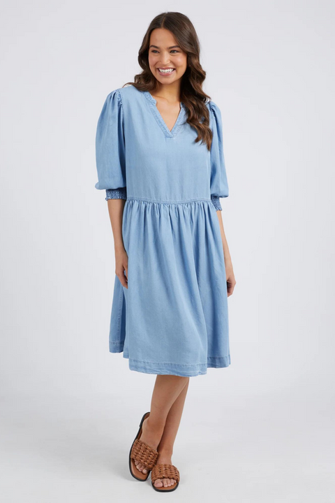 SHANEE CHAMBRAY DRESS - Blue Wash