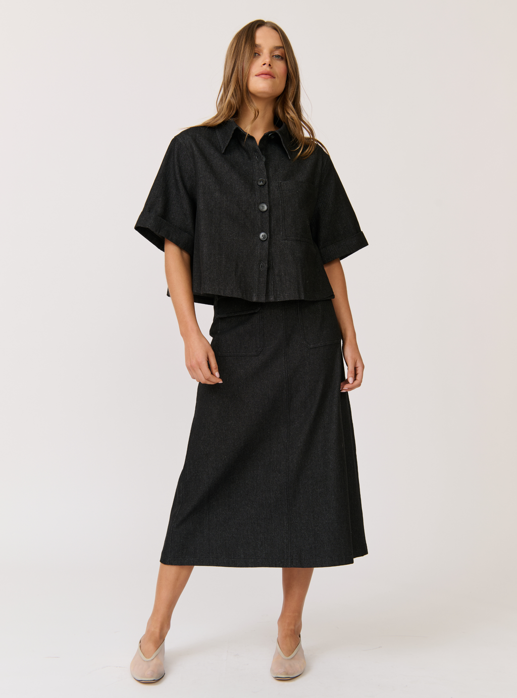 ASTRID SKIRT - Black Denim