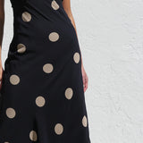 TULLIE MIDI DRESS - Black/Beige Spot