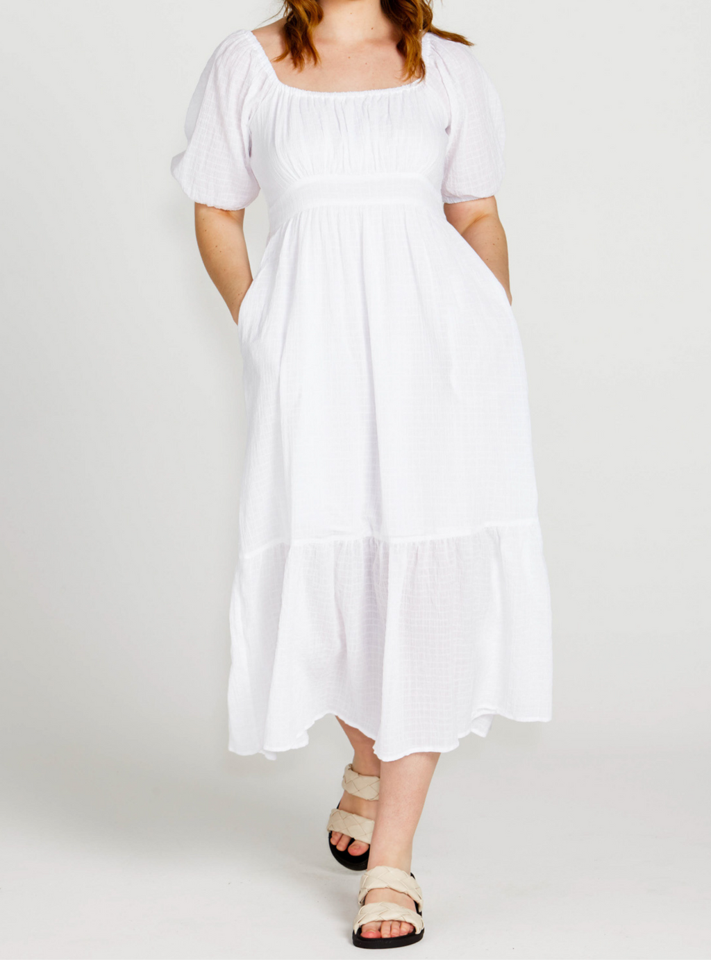 VIOLET MIDI DRESS - White