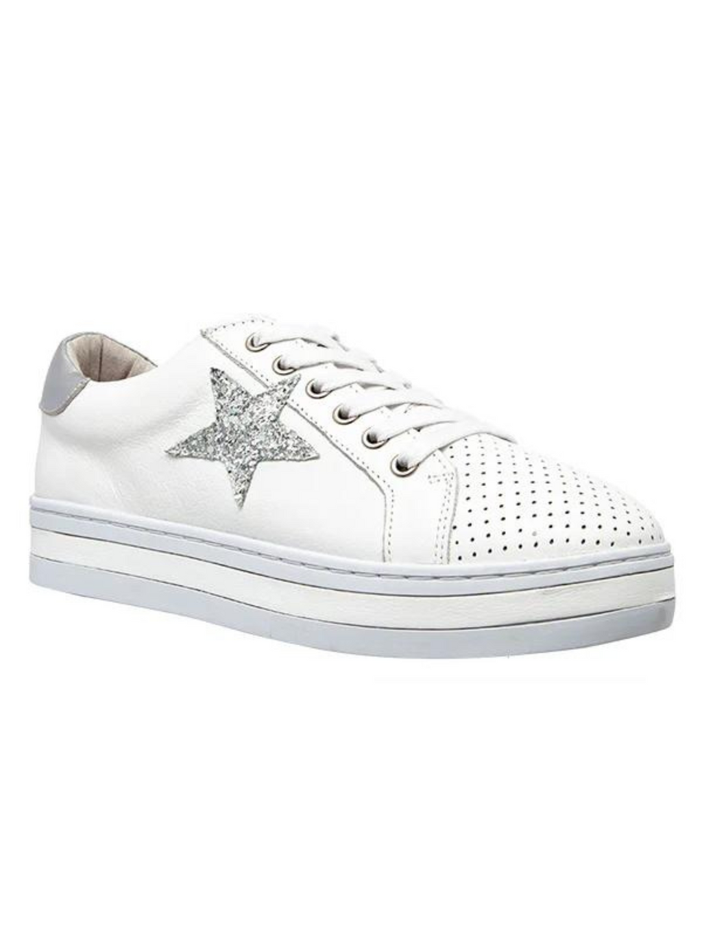 PIXIE SNEAKER - White/Silver Glitter