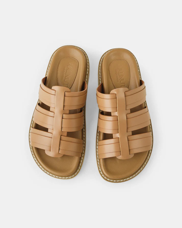 OLENA LEATHER SLIDE - Mocha