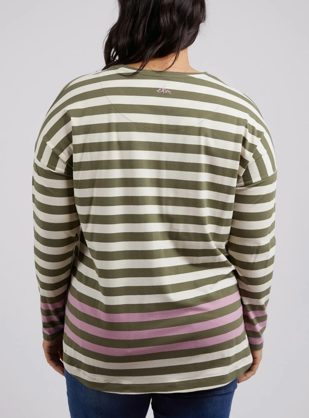 TURN BACK L/S TEE - Clover/Pearl Stripe