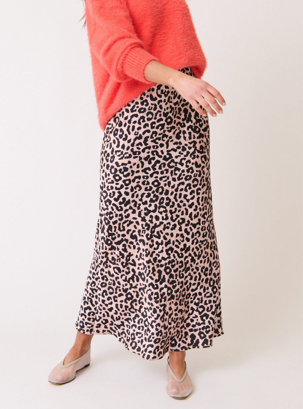 MILLIE SLIP SKIRT - Neutral Leopard