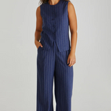 PETRA VEST - Navy Pinstripe