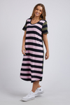 MERCURY STRIPE DRESS - Khaki/Navy/Pink Stripe