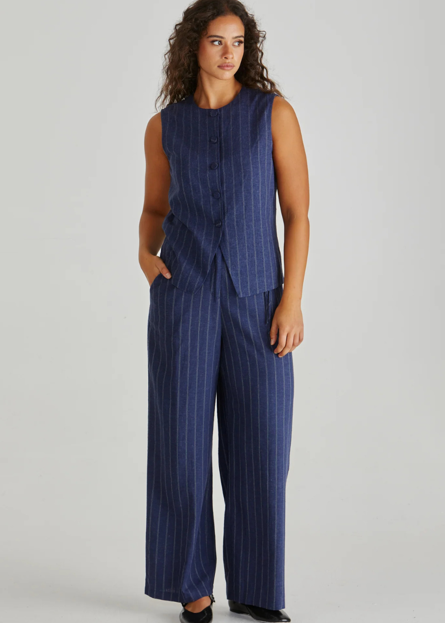 PETRA PANT - Navy Pinstripe