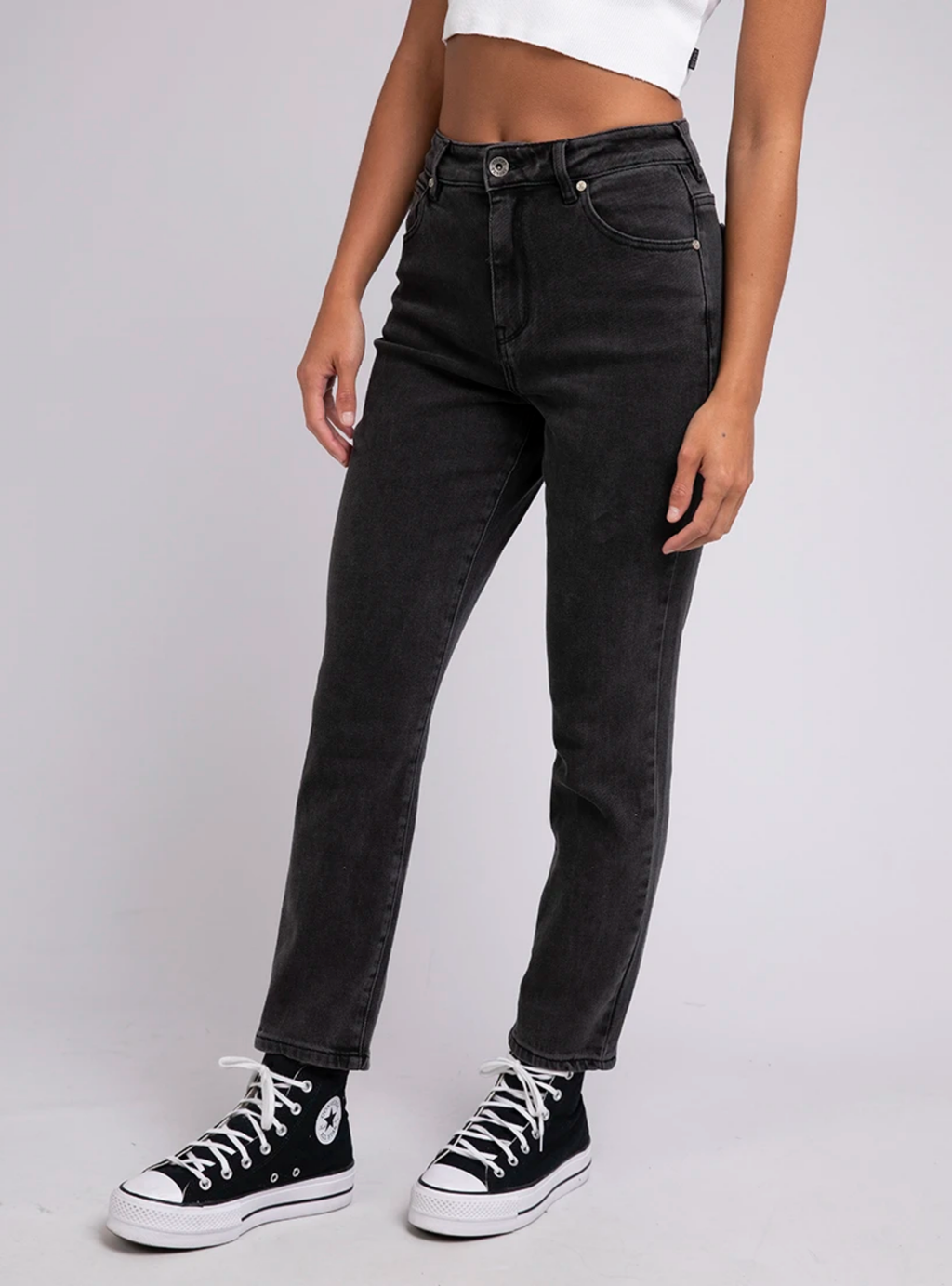 MONICA MOM JEAN - Washed Black