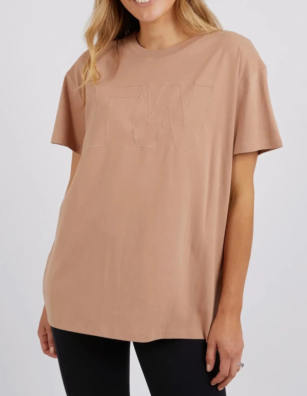 FW EMBROIDERY TEE - Latte