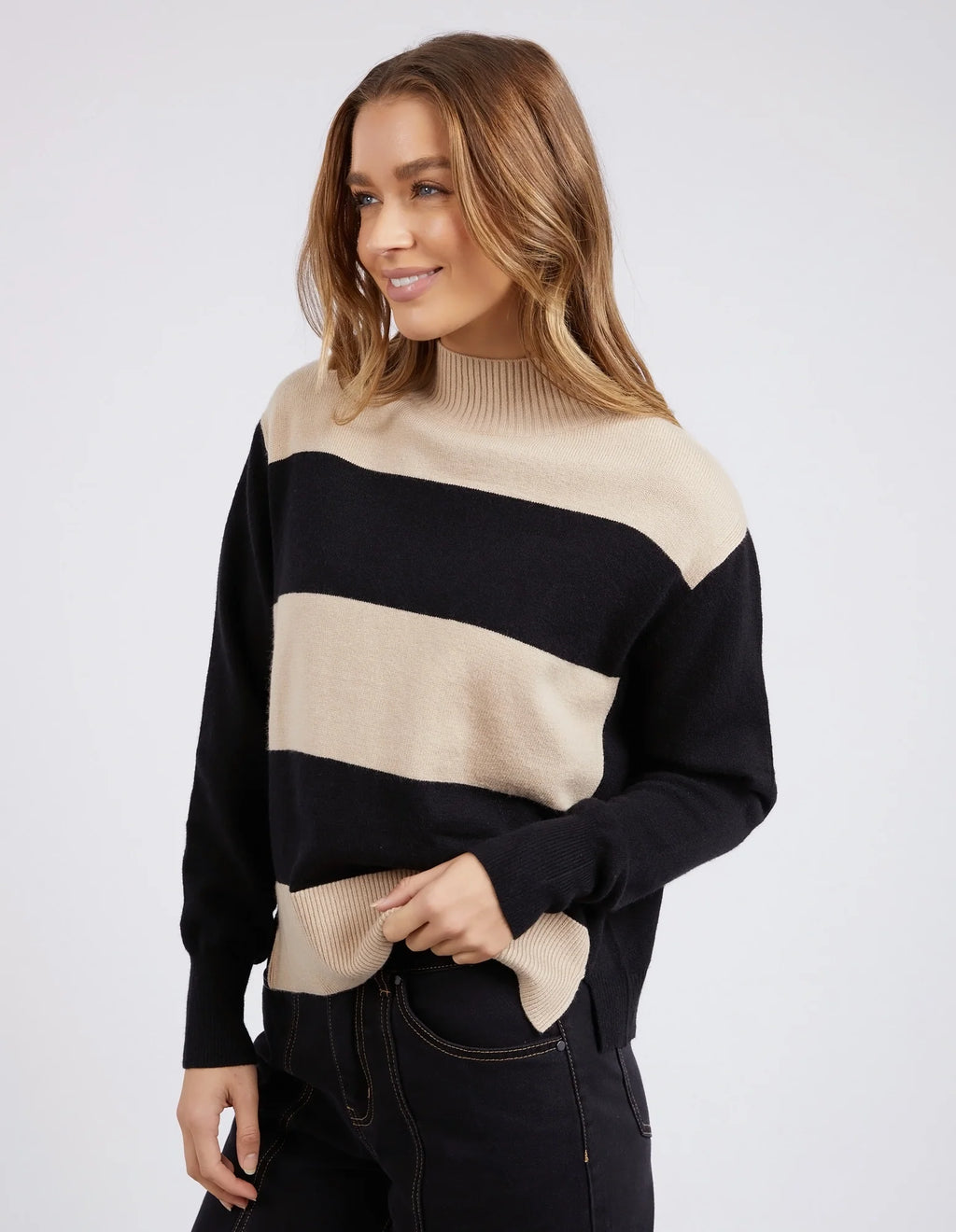 CANTERBURY KNIT - Tan and Black Stripe