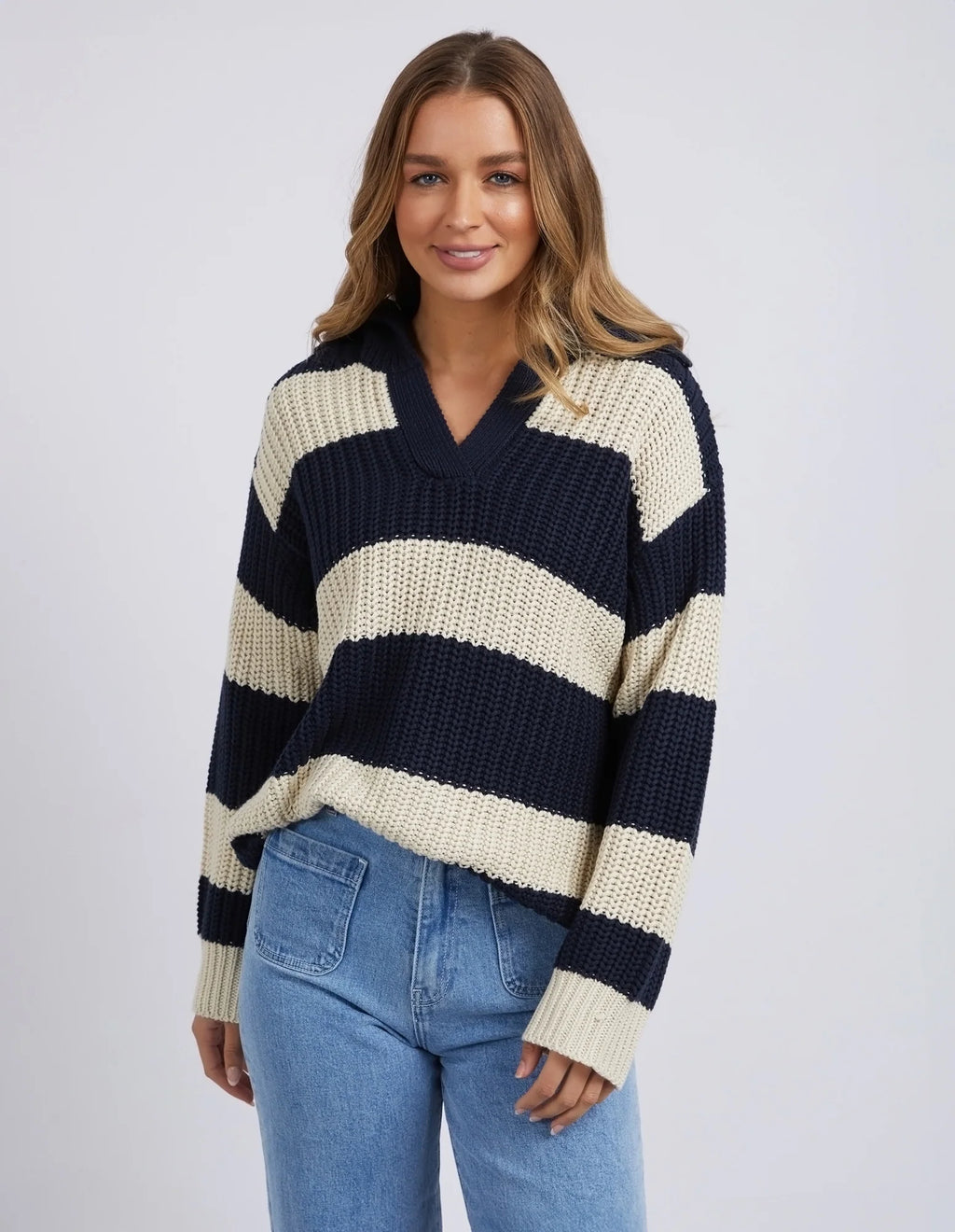 ESTELLA STRIPE KNIT - Navy/Off White