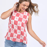 BIARRITZ TOP - Crimson Print