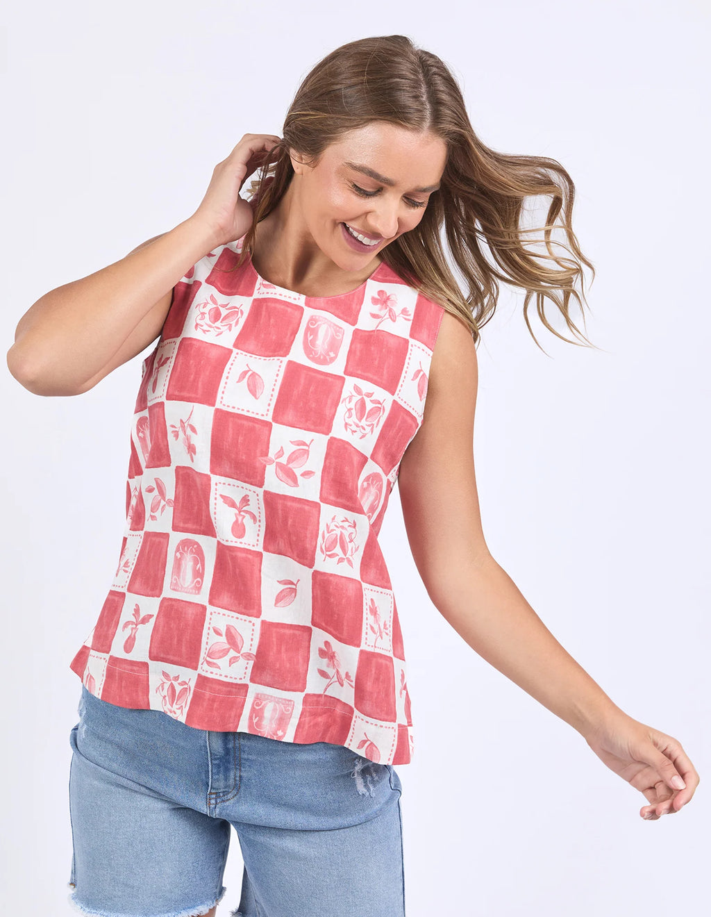 BIARRITZ TOP - Crimson Print