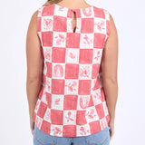 BIARRITZ TOP - Crimson Print