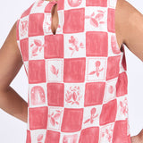 BIARRITZ TOP - Crimson Print