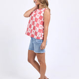 BIARRITZ TOP - Crimson Print