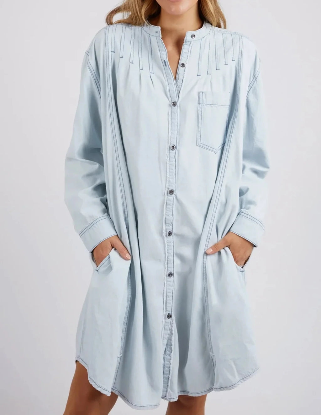 MICHA DRESS - Light Blue Denim