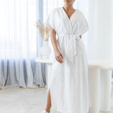 HERITAGE LINEN MAXI DRESS - White