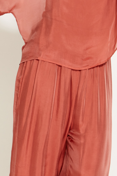 SUNLIGHT AND SHADOW SILK PANT - Burnt Rose
