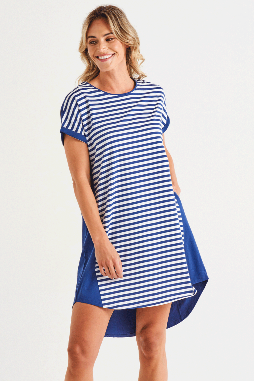 MAXINE T-SHIRT DRESS - Ocean Stripe