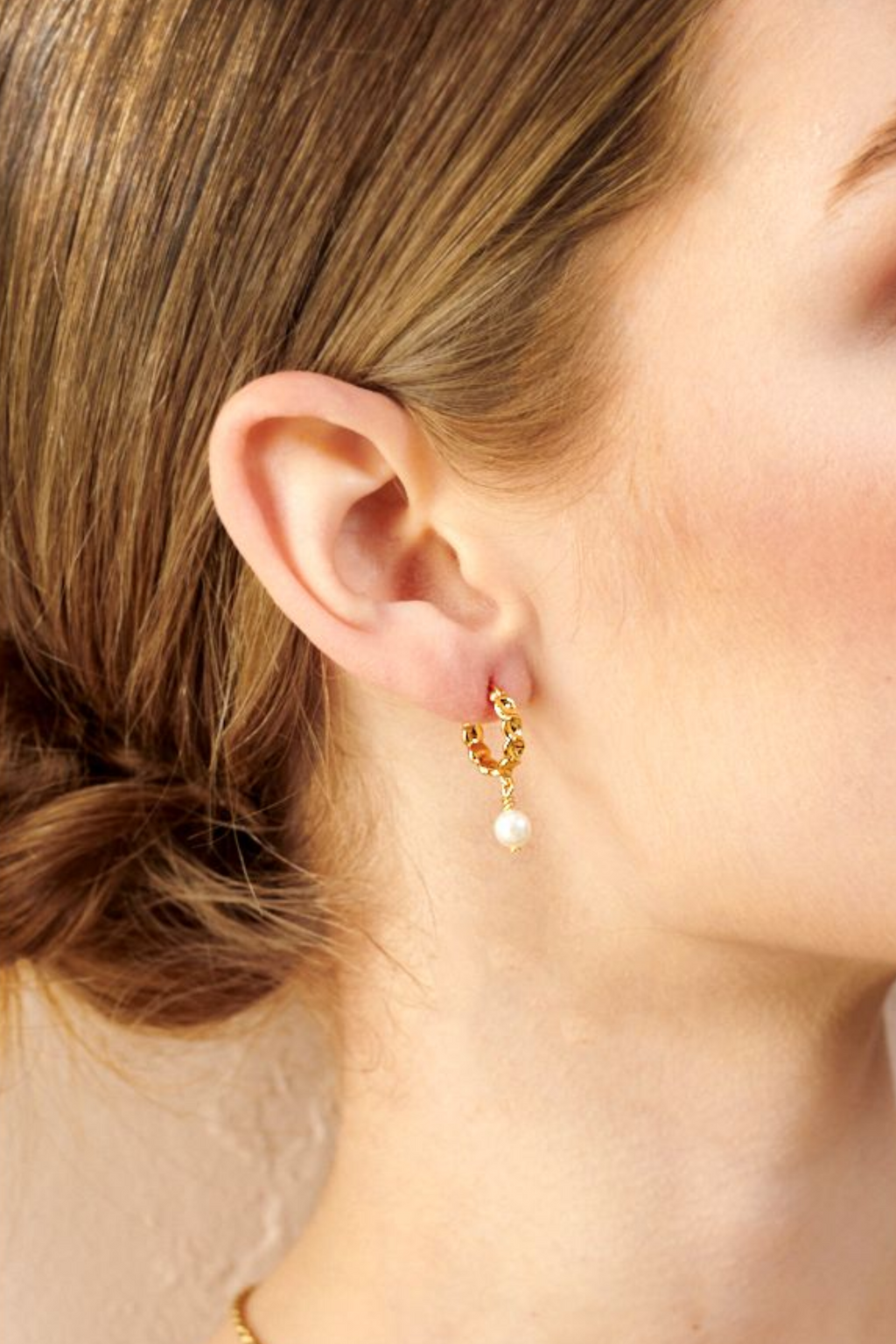 VINTAGE PEARL DROP 18K EARRING - Gold