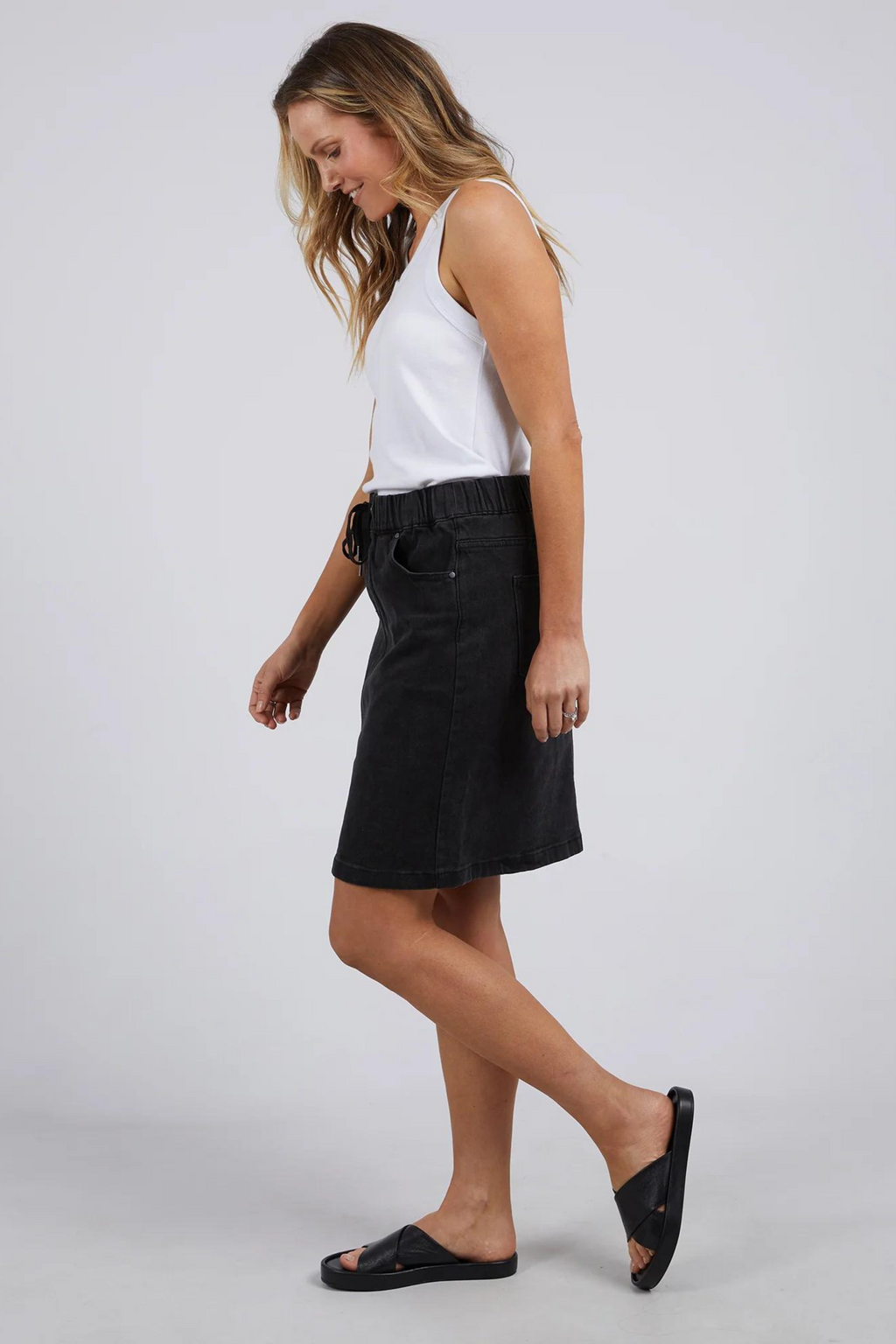 Washed black 2024 denim skirt