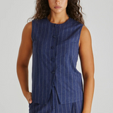 PETRA VEST - Navy Pinstripe