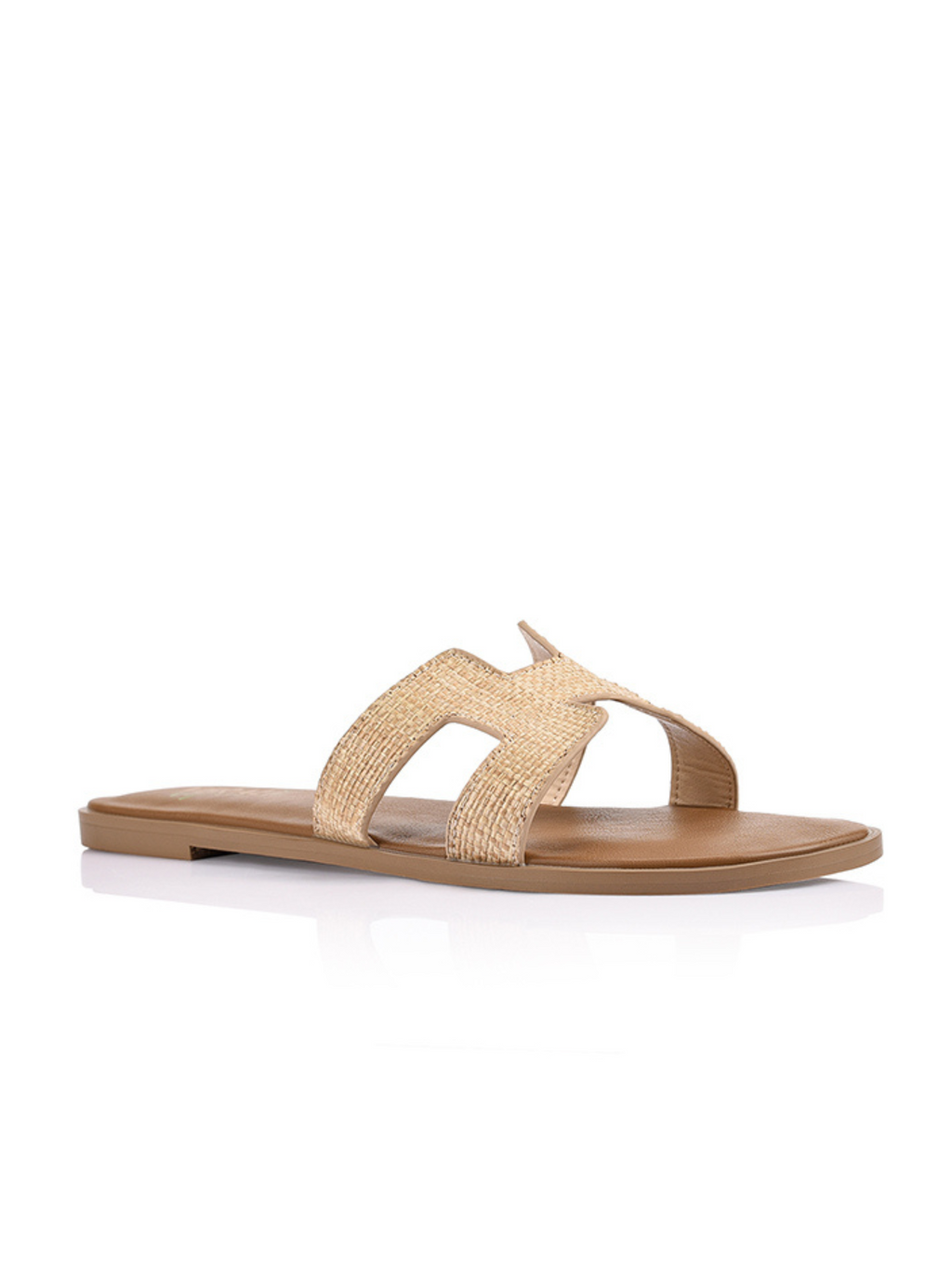 SANDRA CASUAL SLIDES - Natural Raffia