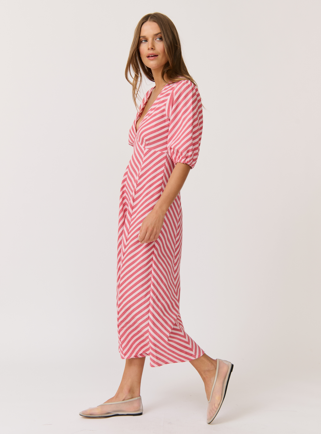 ROZA MIDI DRESS - Cherry Stripe