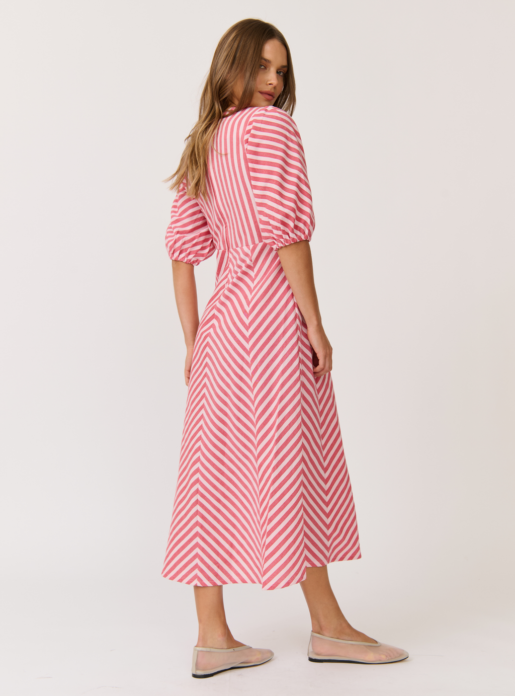 ROZA MIDI DRESS - Cherry Stripe