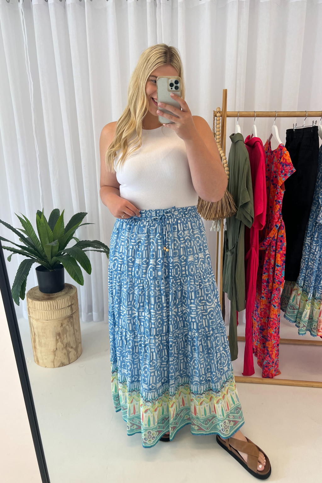 BETHANY MAXI SKIRT Blue Boho Frankie Co Clothing