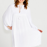 RAVA BOHO MINI DRESS - White