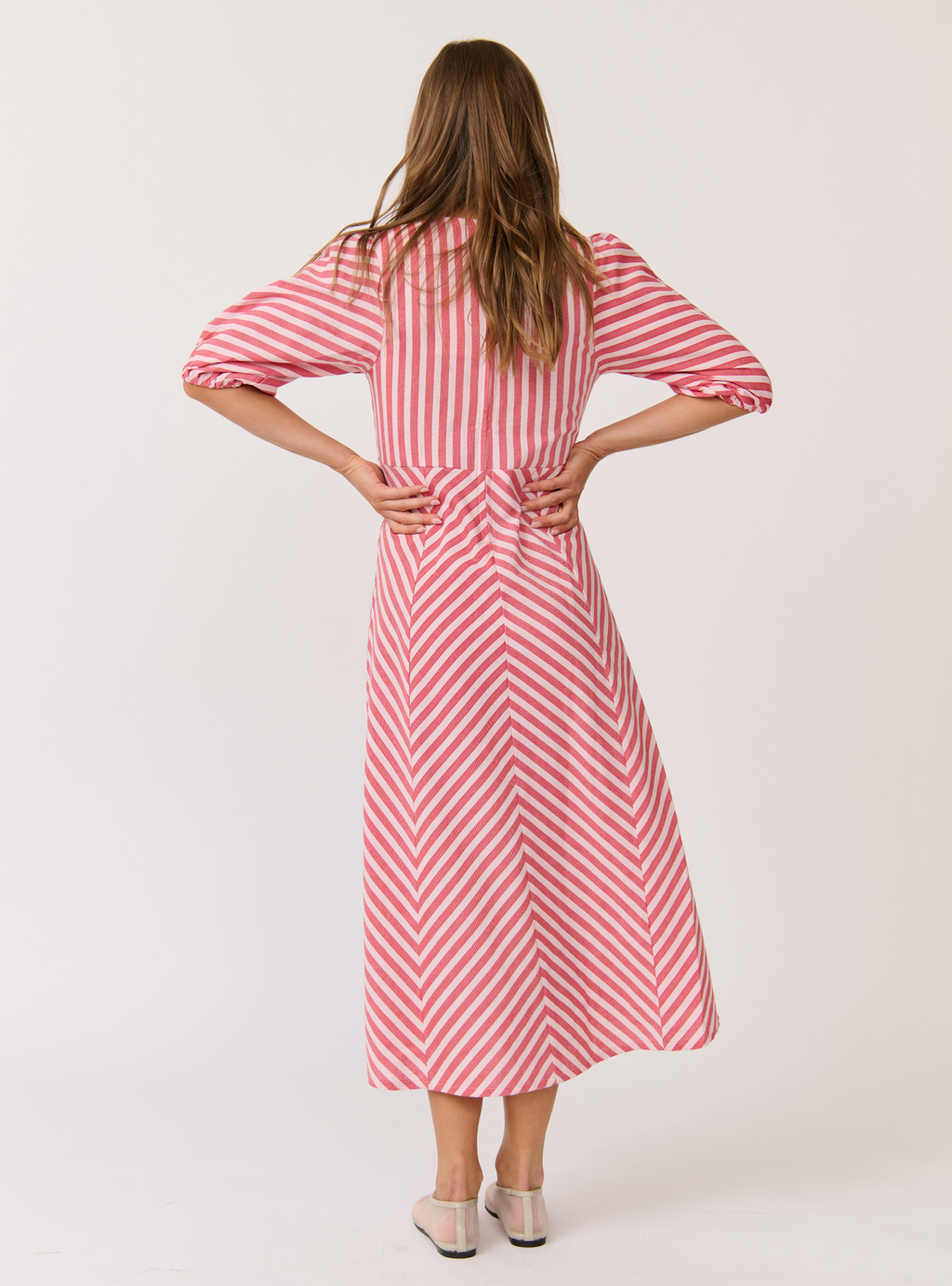 ROZA MIDI DRESS - Cherry Stripe